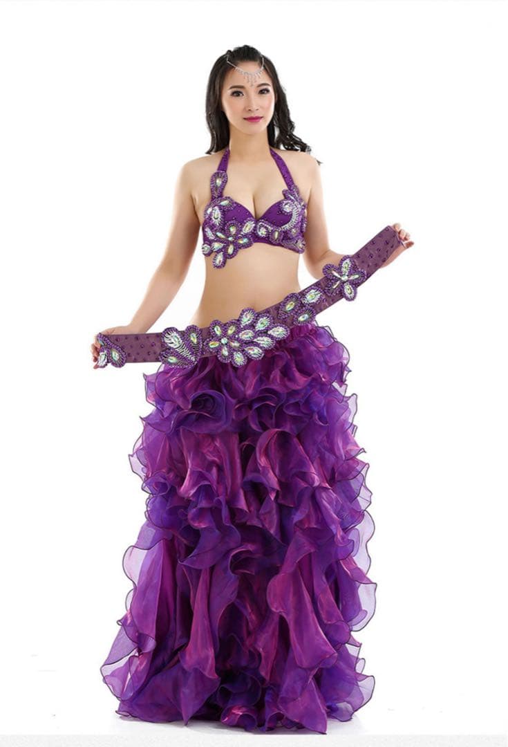 ベリーダンス衣装 セットアップ 紫 Lサイズ