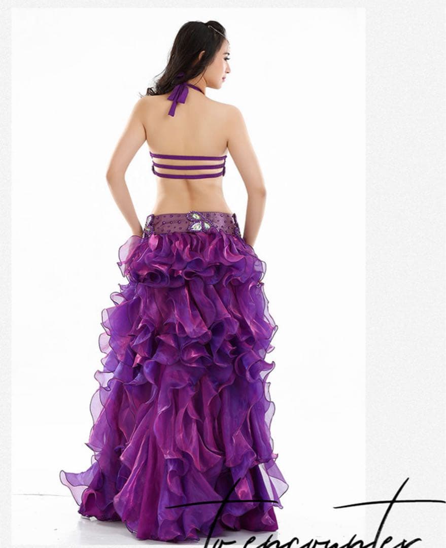 ベリーダンス衣装 セットアップ 紫 Lサイズ