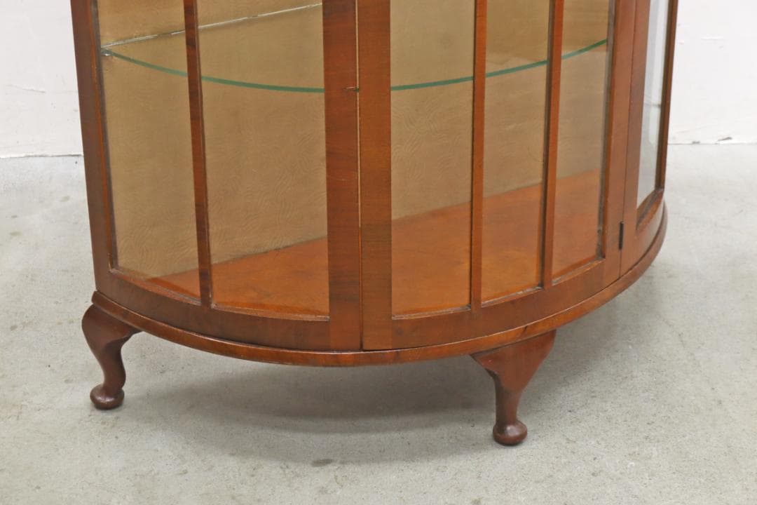 イギリス ヴィンテージ ガラス ラウンド キャビネット 飾り棚 食器棚 ラック