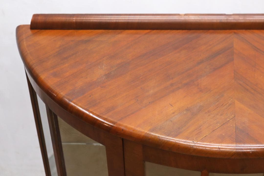 イギリス ヴィンテージ ガラス ラウンド キャビネット 飾り棚 食器棚 ラック