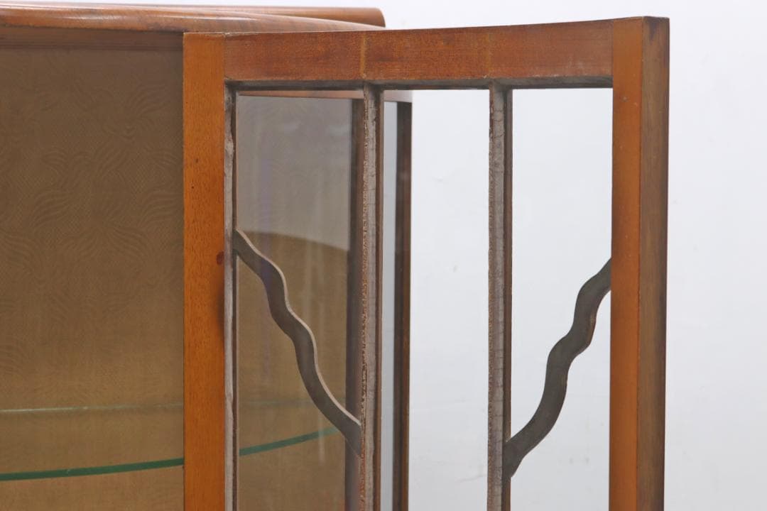 イギリス ヴィンテージ ガラス ラウンド キャビネット 飾り棚 食器棚 ラック