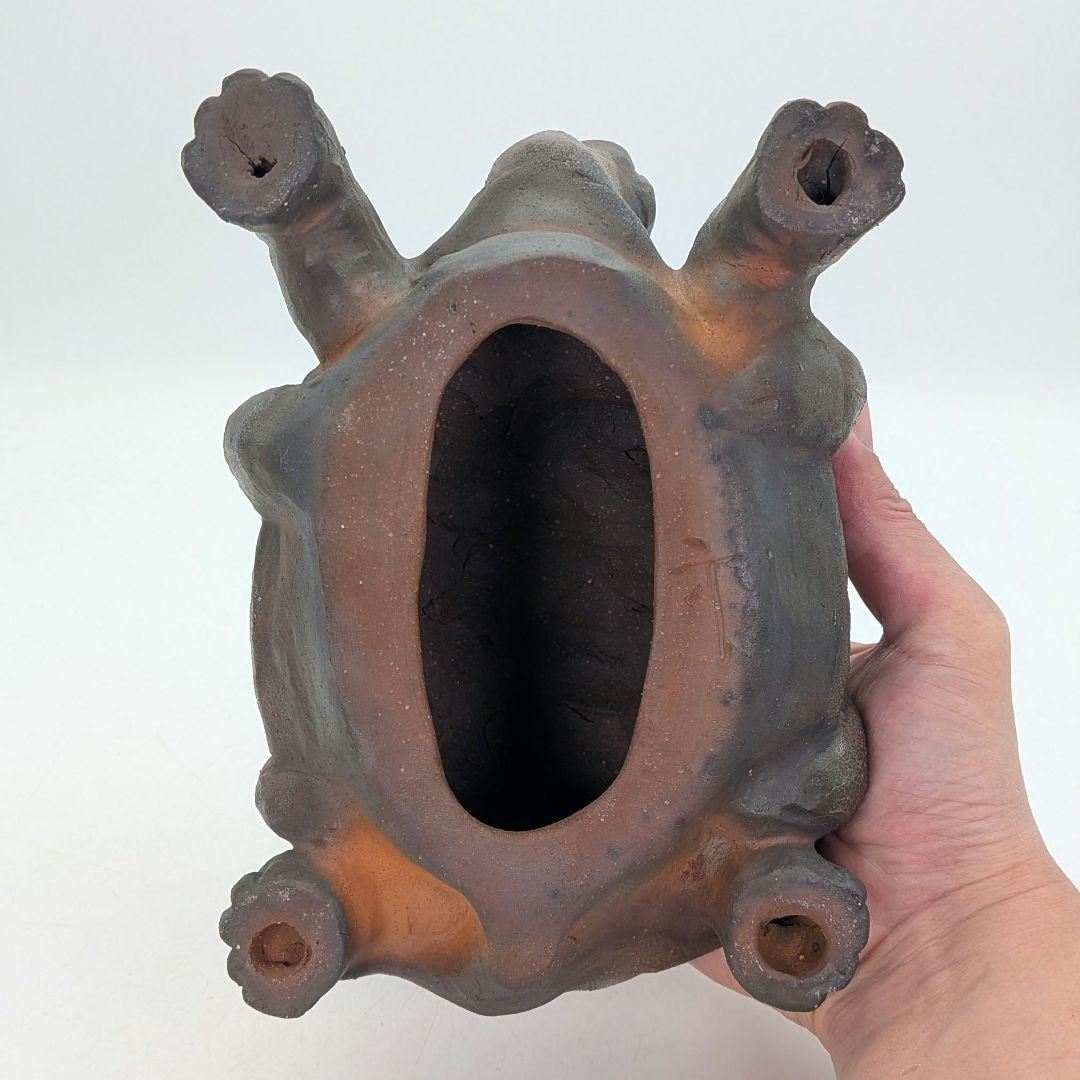 廬山窯 武用君彦 備前焼 干支置物「己巳」 共箱共布 巳年 亀蛇 ヘビ 在銘