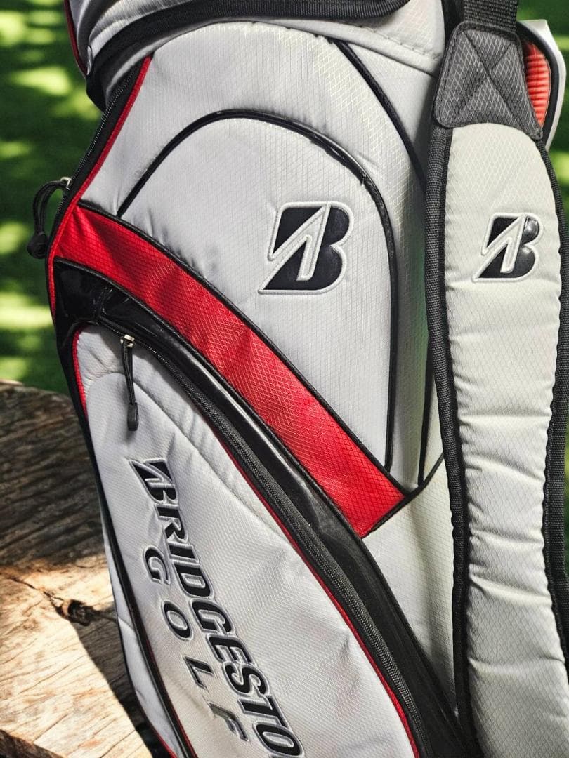 送料無料/美品BRIDGESTONE ゴルフバッグ ホワイト/レッド