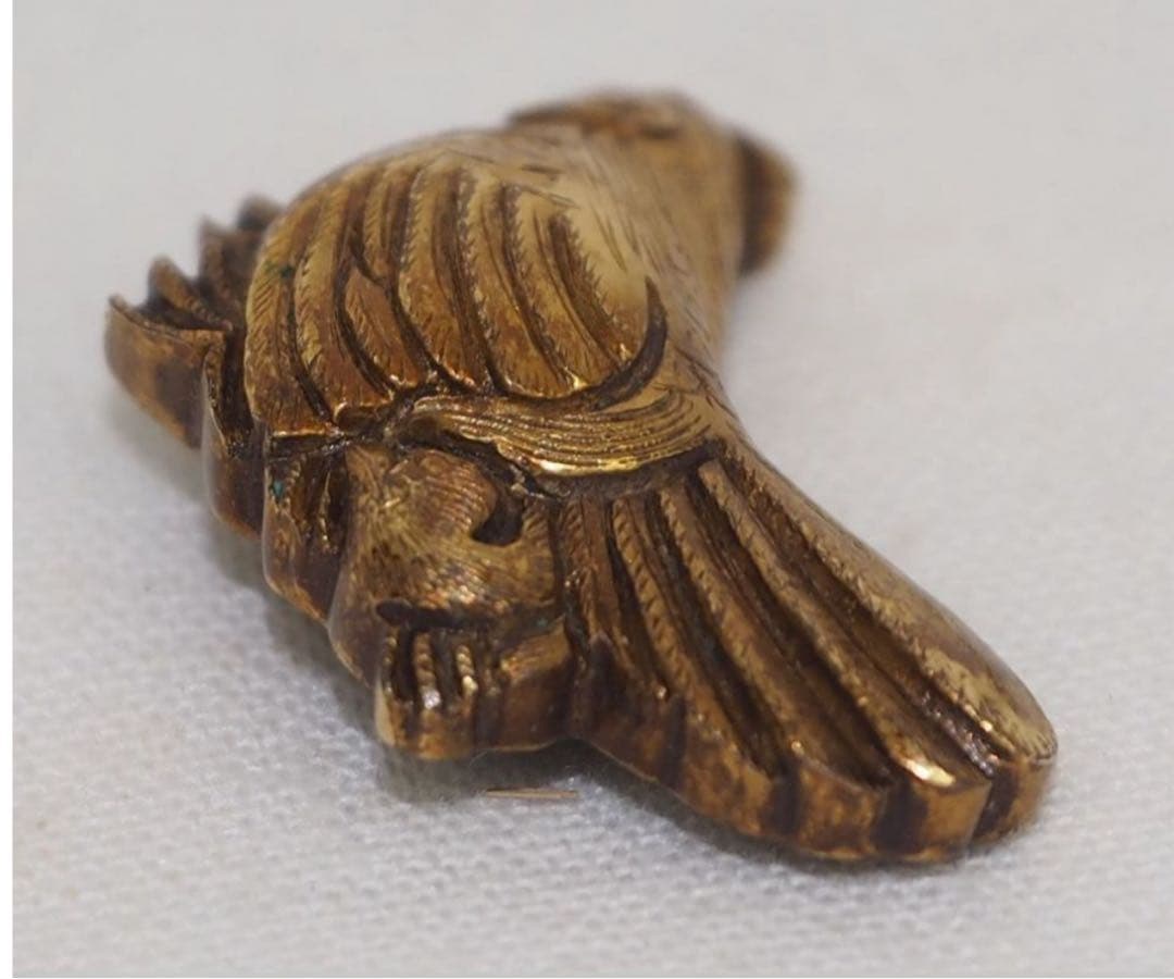 送料無料コレクター放出江戸時代『政義』作　金着せ鶏目貫2点刀装具木箱付大名道具