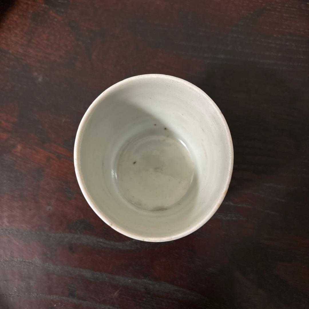 古伊万里染付　格子縞　蔓草文　②蕎麦猪口　江戸初期前期　アンティーク　白磁　李朝