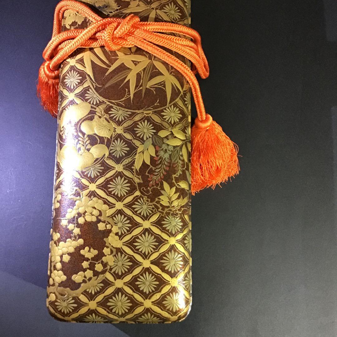 金蒔絵　松竹梅　文庫　江戸時代. Z3