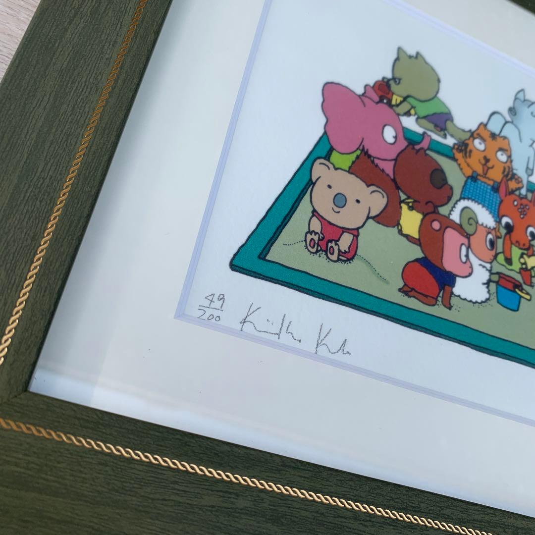 玖保キリコ　リトグラフ　額縁　動物