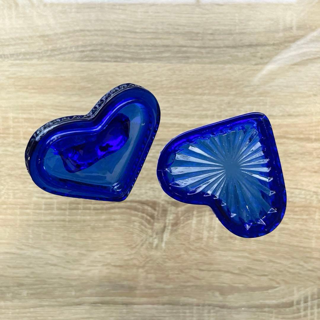 骨董　レトロガラス　希少コバルトブルー　瑠璃色ガラス　子猫　ボンボン入れ　菓子器