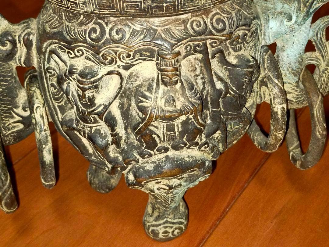 ♥とても古い　銅製　大香炉　在銘　骨董品