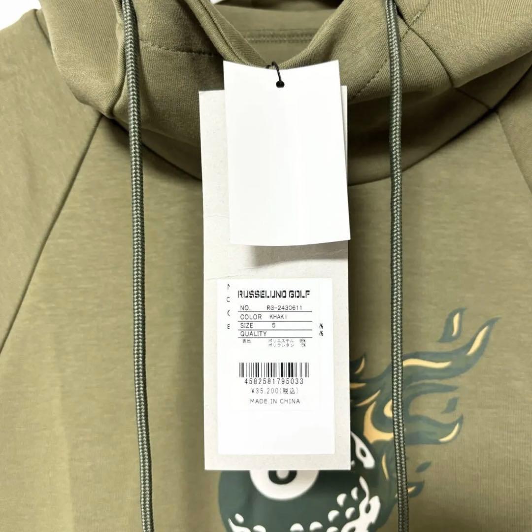 新品 ラッセルノ ゴルフ マスク フーディー マルチロゴ カーキ ゴルフ L 5