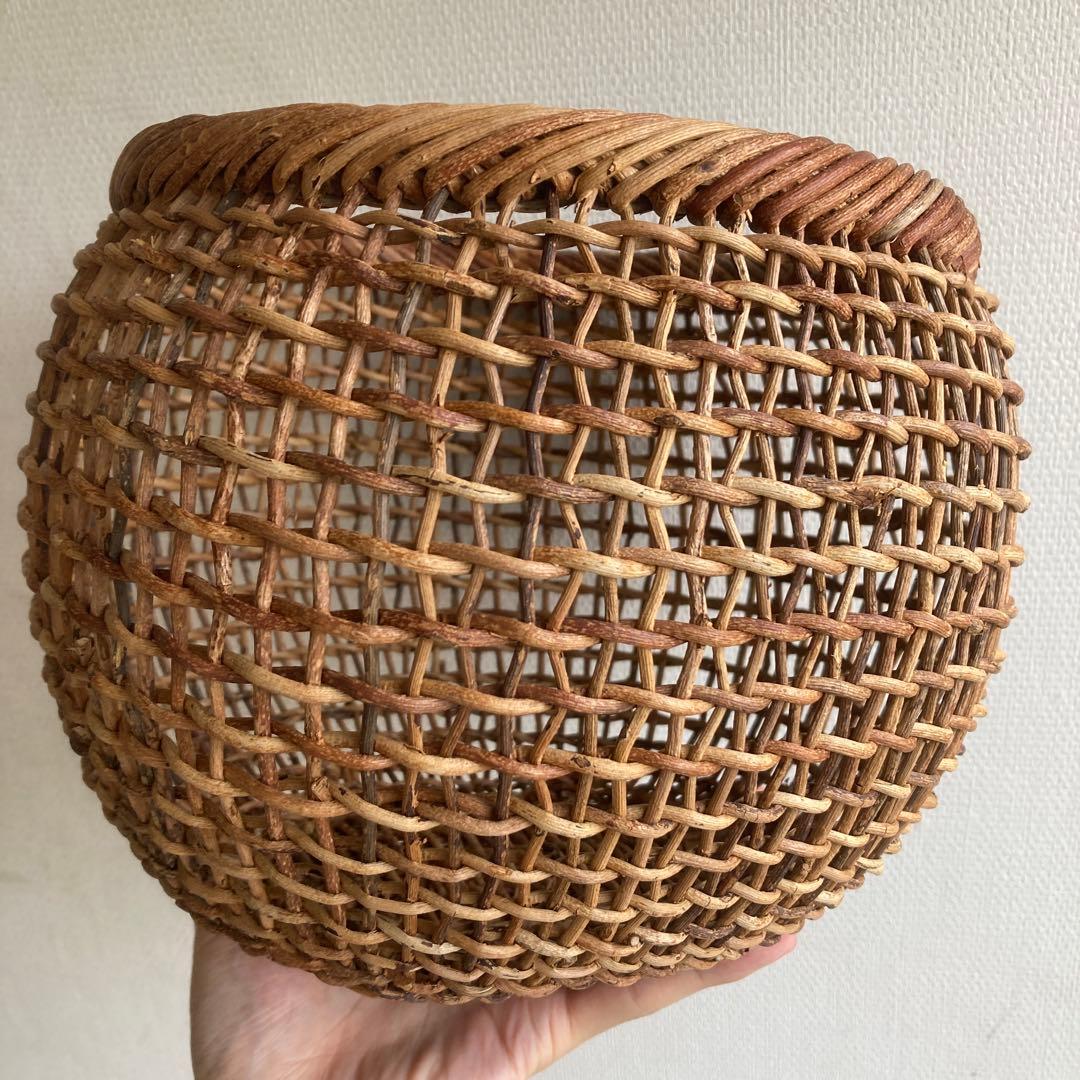 人気作家　中川原信一　あけび籠　丸型　希少品　民藝