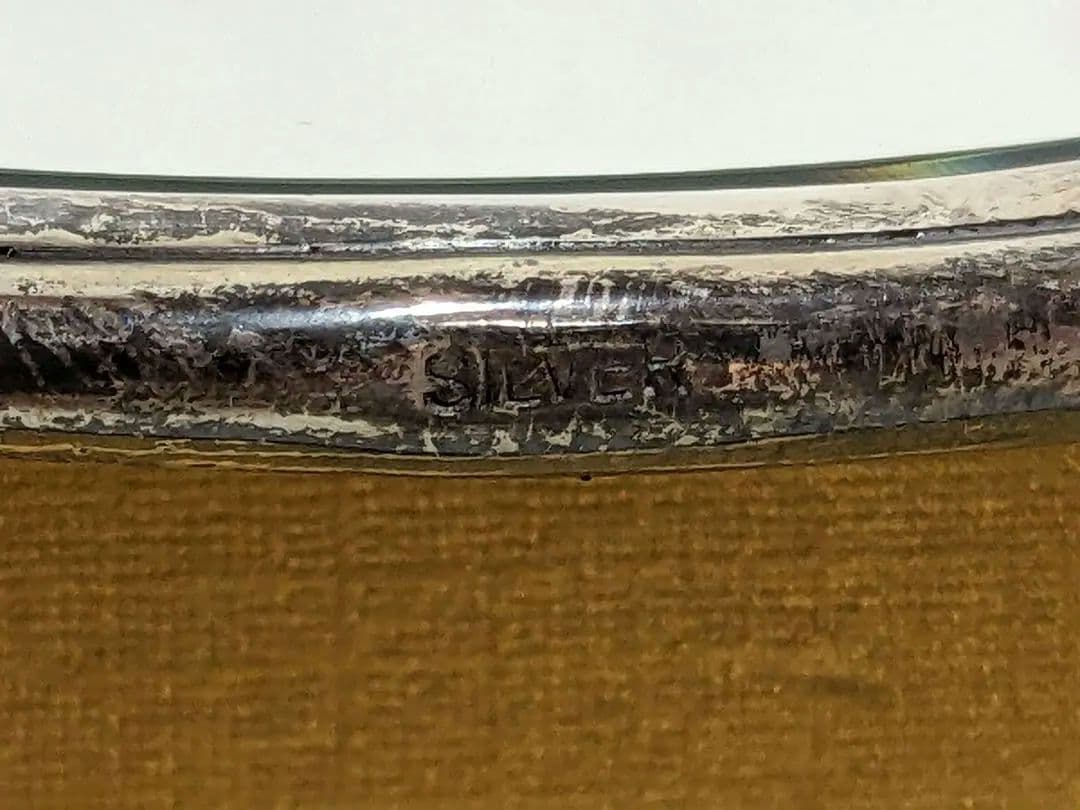 ♦鏨彫り彫金 光山作 手鏡 銀細工 刻印 SILVER 貴金属 宝飾品 骨董品