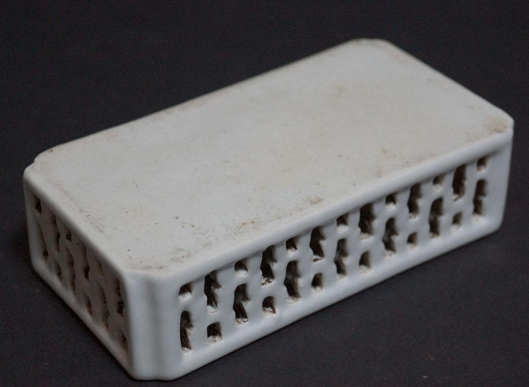 書道具 粉彩色絵『人物風景図』透かし彫り文鎮 文房具 飾り置物★時代物★