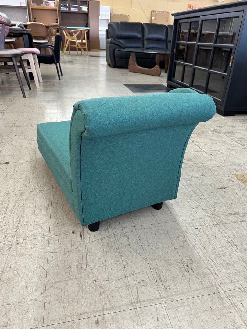 キッズ、ペット用片側アームソファ　アクアブルー