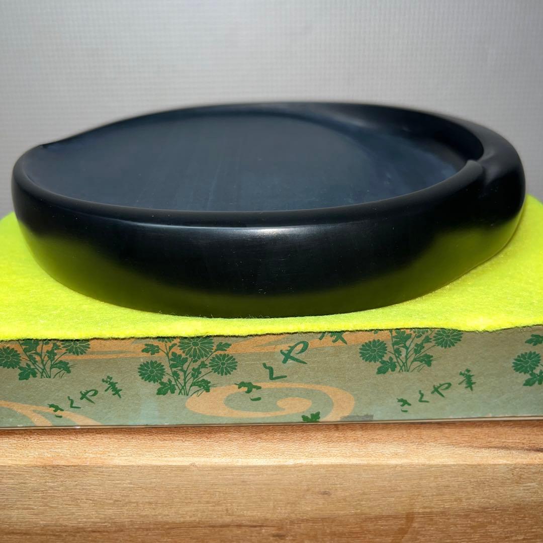 ⭕️雨畑硯　希少　桃研　雨畑真石　大阪きくや筆本舗製　美品　硯側ツルツル