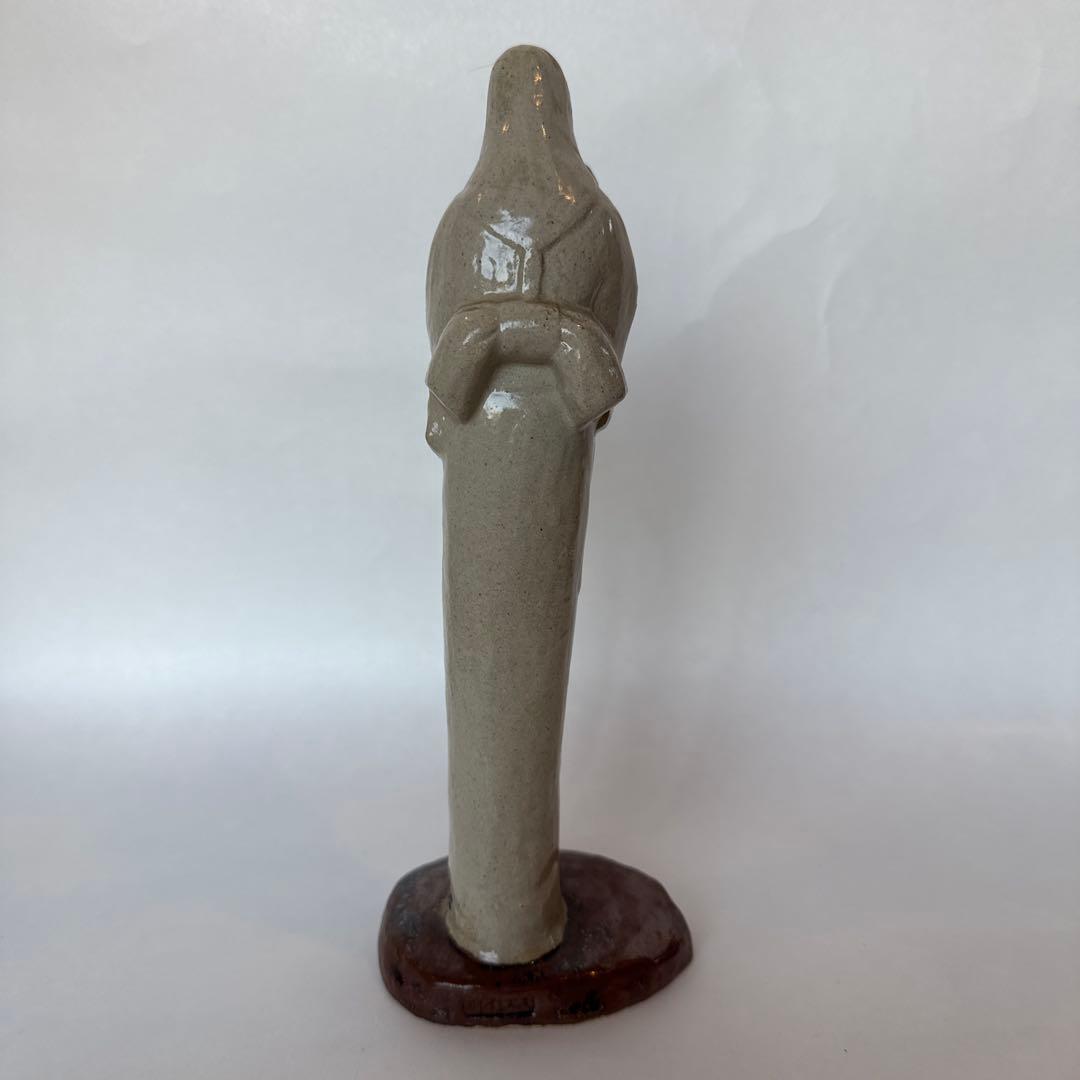 陶器製 母子像 グレー 花模様