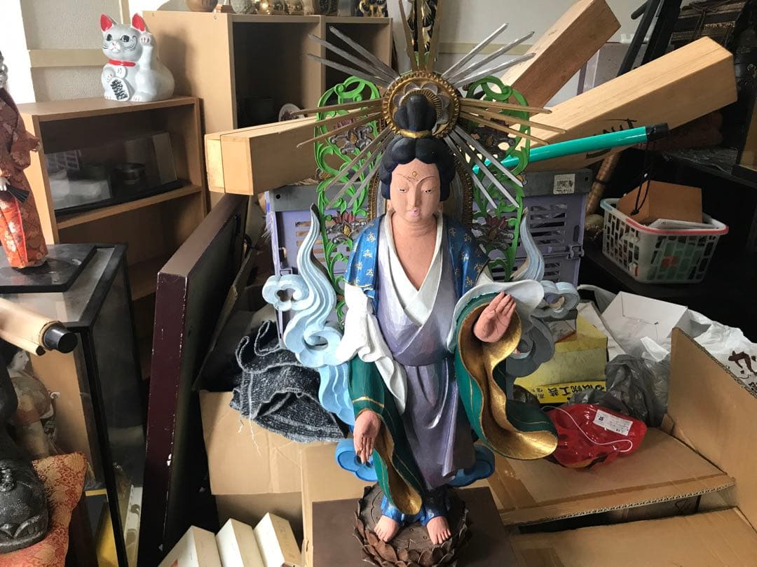 観音像　木彫　彩色仏像　全身　置物