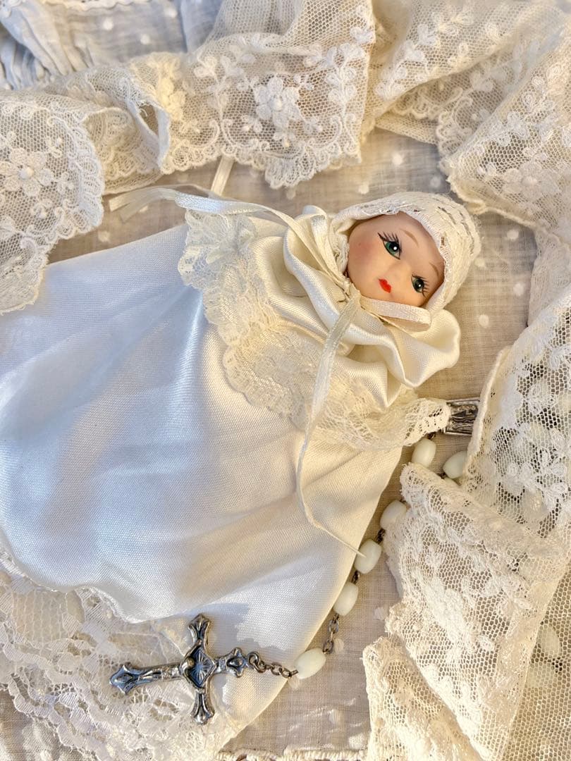 ◆フランスアンティーク｜ミニョネット赤ちゃんビスクドールベビー白ドレスセレモニー