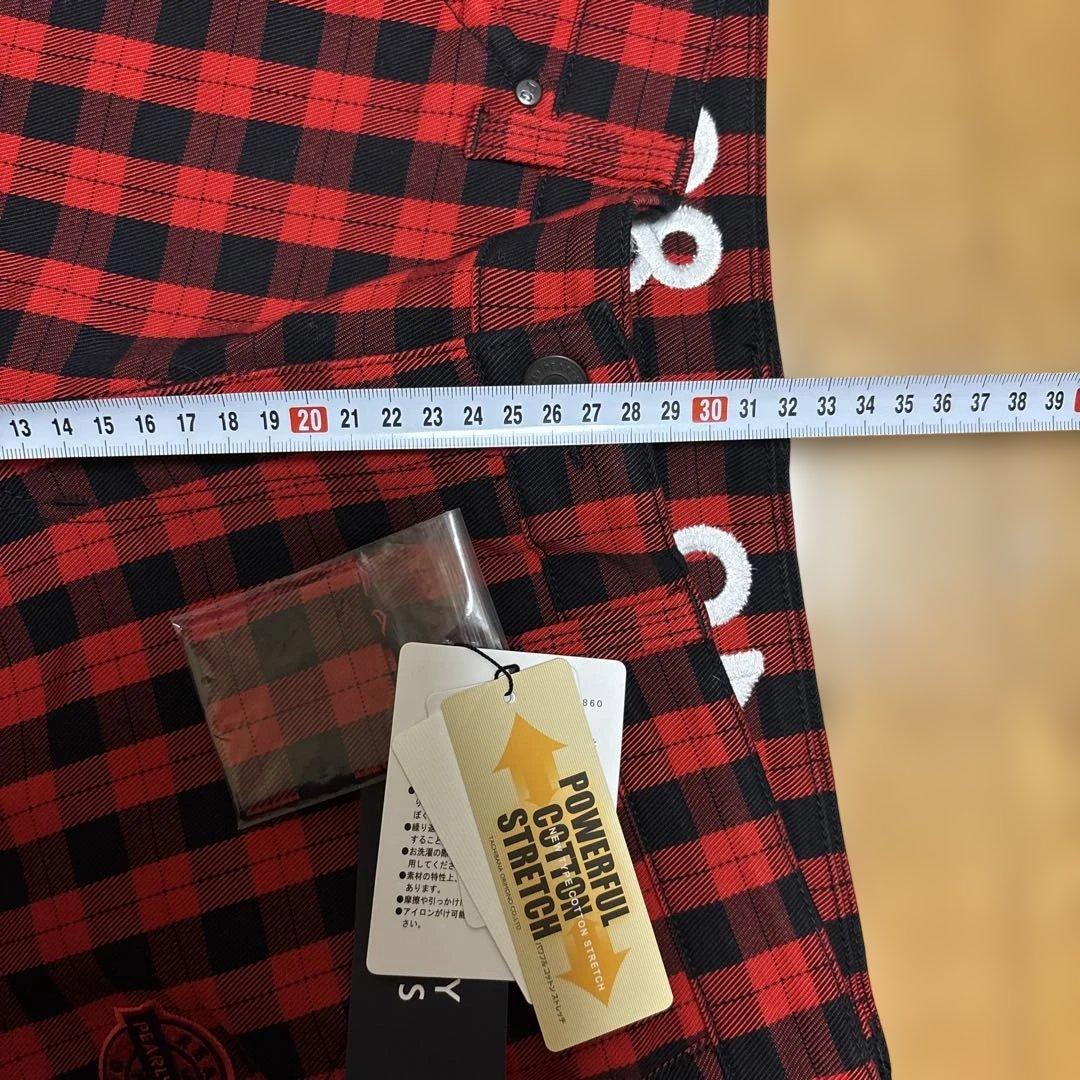 ☆新品☆パーリーゲーツPearlyGates赤黒チェックパンツM春秋