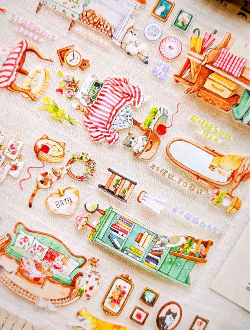 海外マスキングテープ巻売り ねこと部屋 装飾マスキングテープ