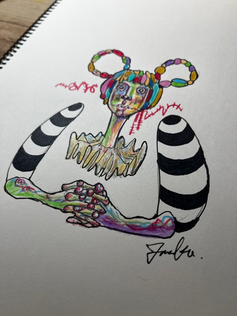 イラスト　ポップ画　色鉛筆　自作画　オリジナル画