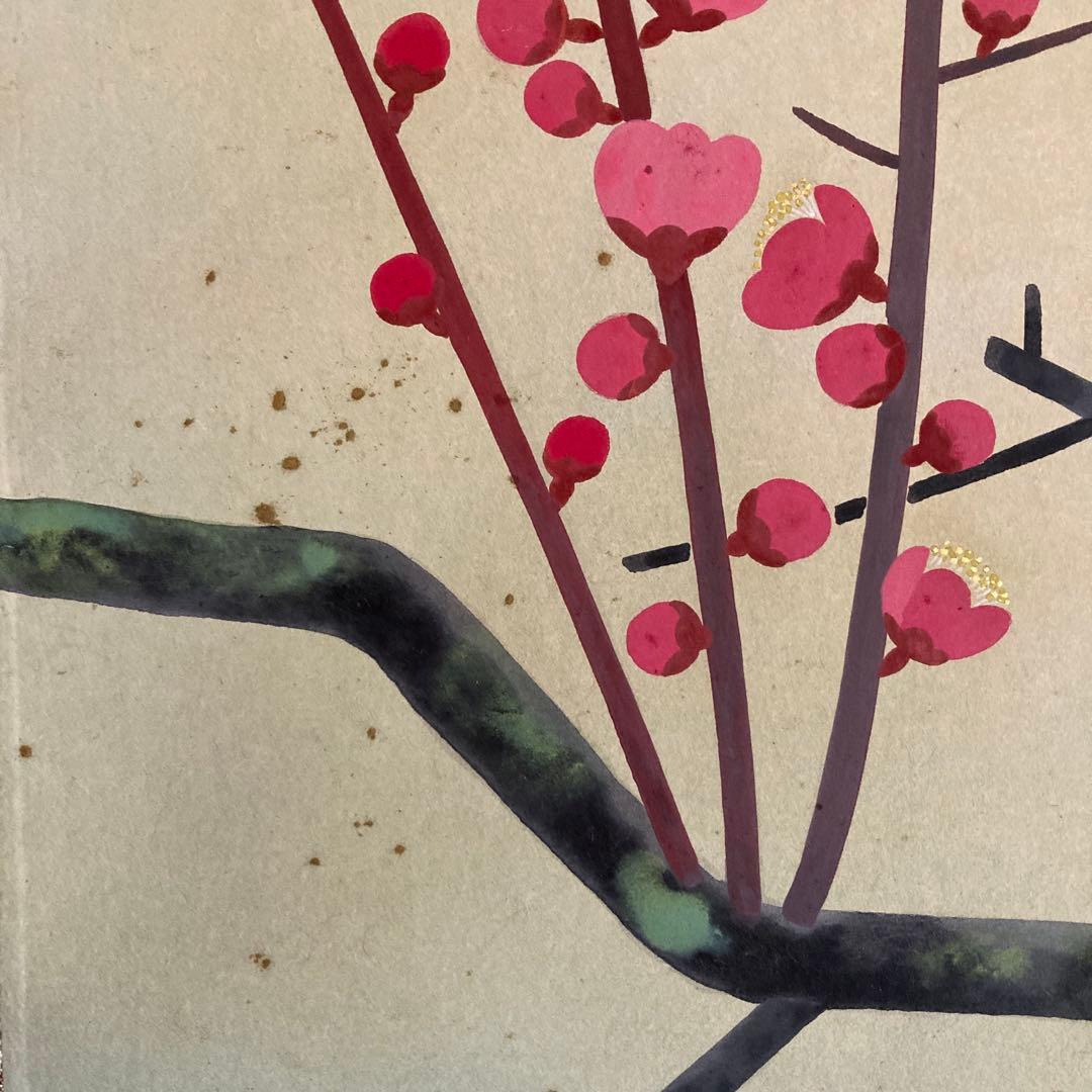 金島桂華「梅」38.4×45cm 2重箱　箱書き　紙本採色　豪華軸装　芸術院会員