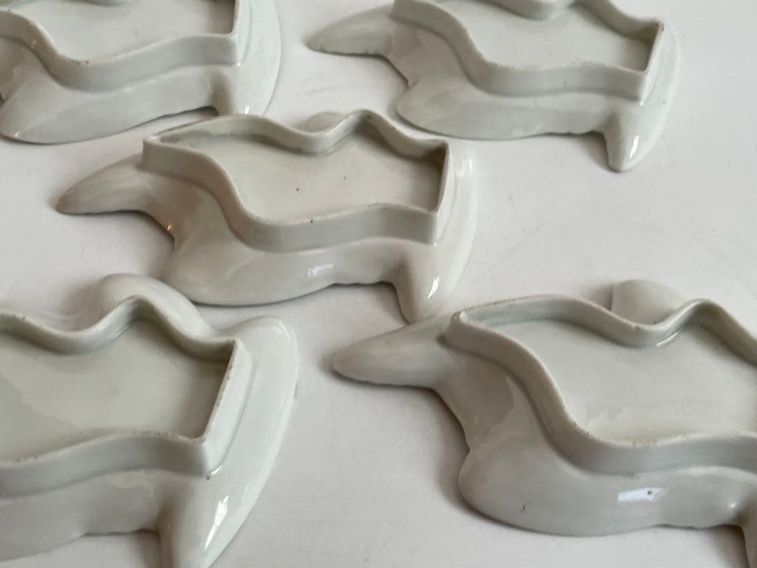 骨董　アンティーク　古伊万里　白磁　鳥形　小皿　変形皿　小鳥　白磁皿　5枚