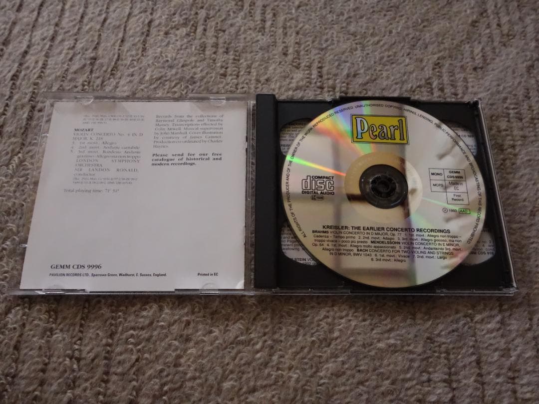 【稀少】pearl 2枚組　クライスラー　協奏曲集　1915-1926