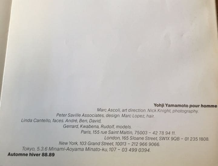 yojiyamamoto 山本耀司1988年フォトグラフ