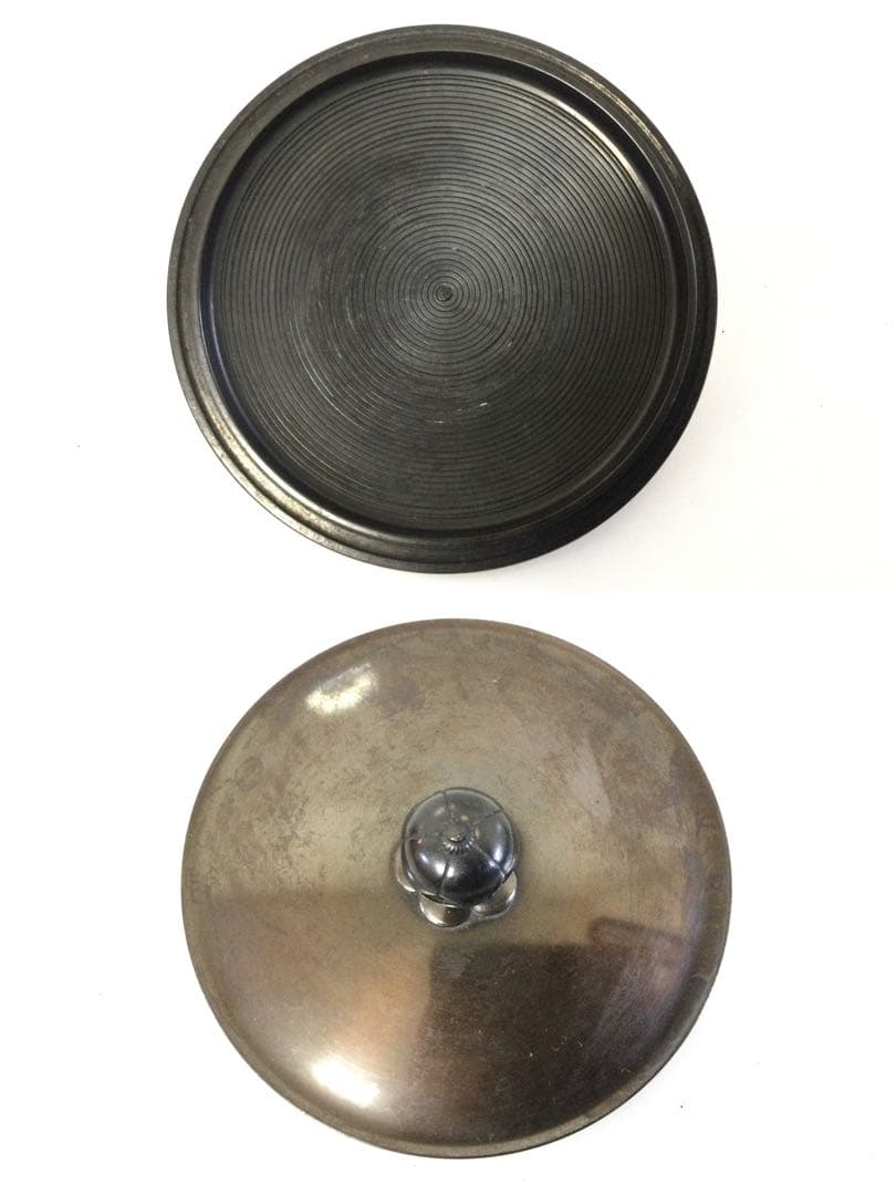 茶釜 阿弥陀釜 風炉釜 釜師菊地政光作 銅蓋釜環付 供箱 茶道具 L310