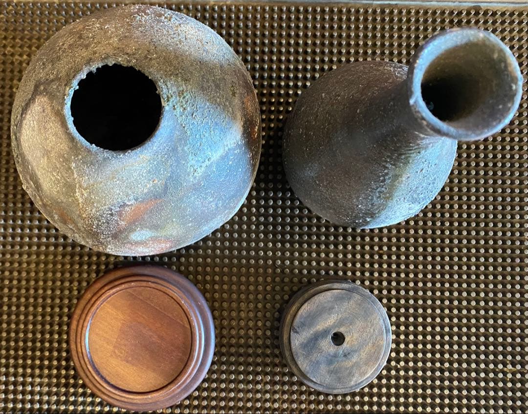 古美術　薪窯常滑焼　一輪挿し・花器　 4点セット ヴィンテージ　レア