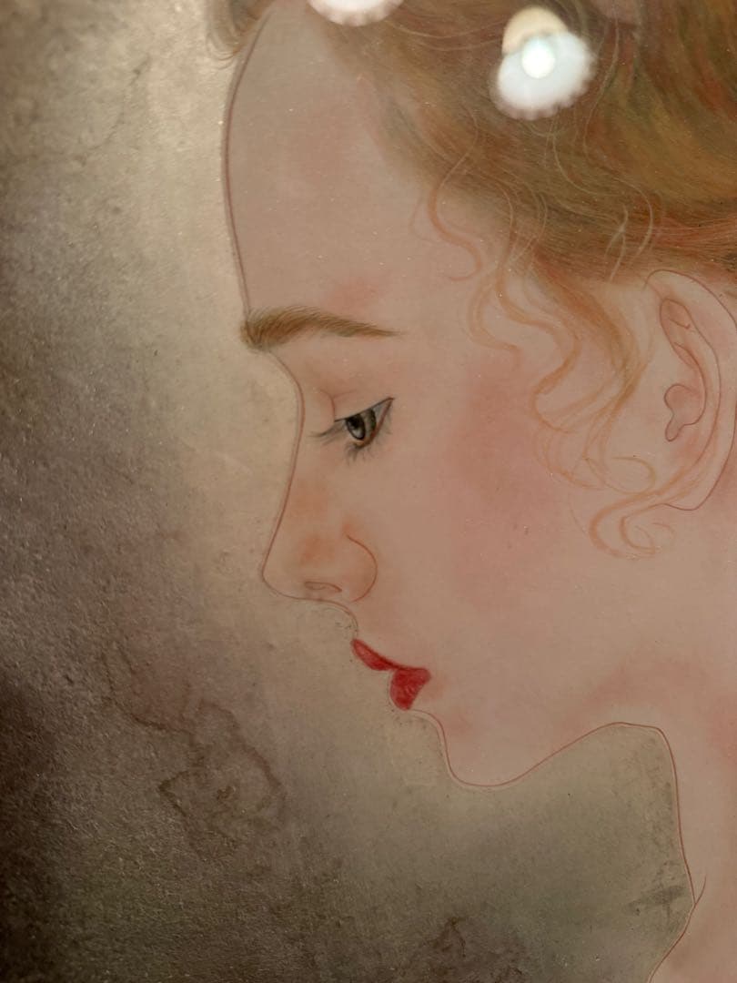 藤田嗣治　肉筆画　直筆サインあり