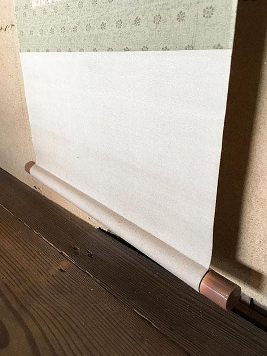 掛軸 漁村 人 舟 中国 山 銘あり 共箱 中古 古物 19.08.03-3.