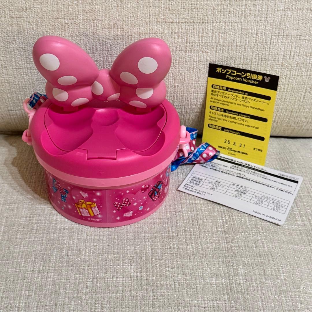 ディズニー ミニーマウス ポップコーンバケット　ミニファン　引き換え券付き