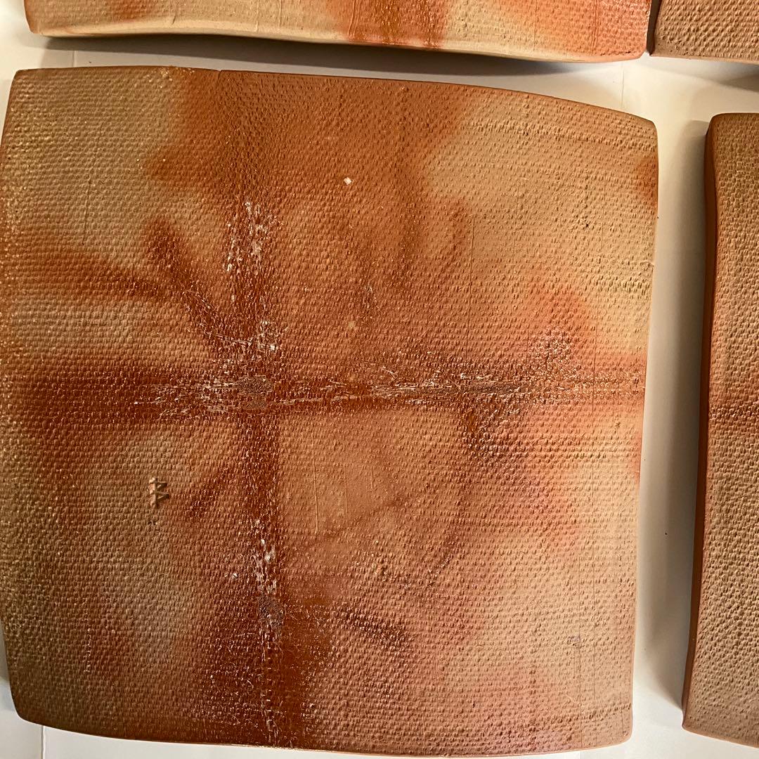 備前焼　人間国宝藤原雄先生監修南燦窯作　備前緋襷四方板皿