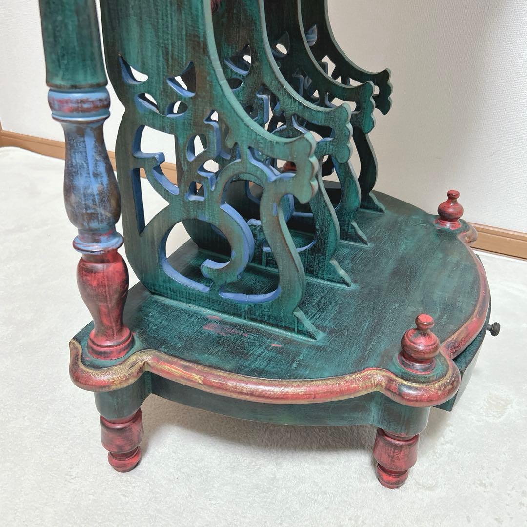 希少 英国 19世紀 彩飾ラック付 サイドテーブル 彫刻 19世紀〜1950s