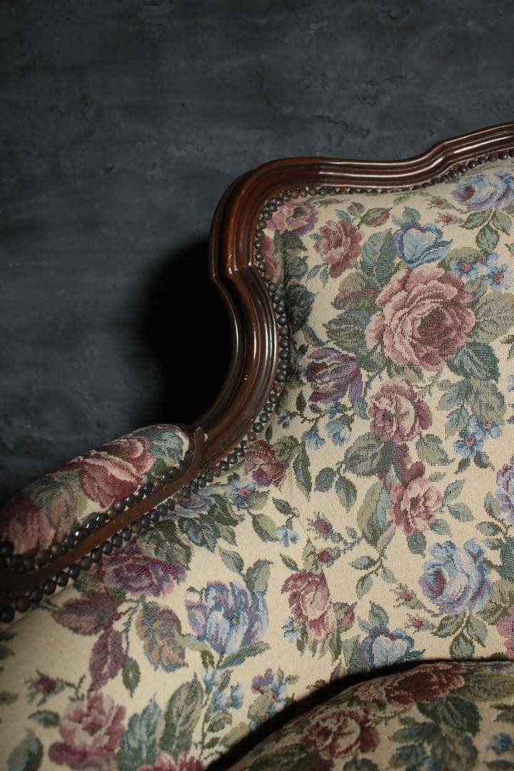 首都圏送無料〜80's アンティーク 花柄　ソファ　2台目　エスハウスインテリア