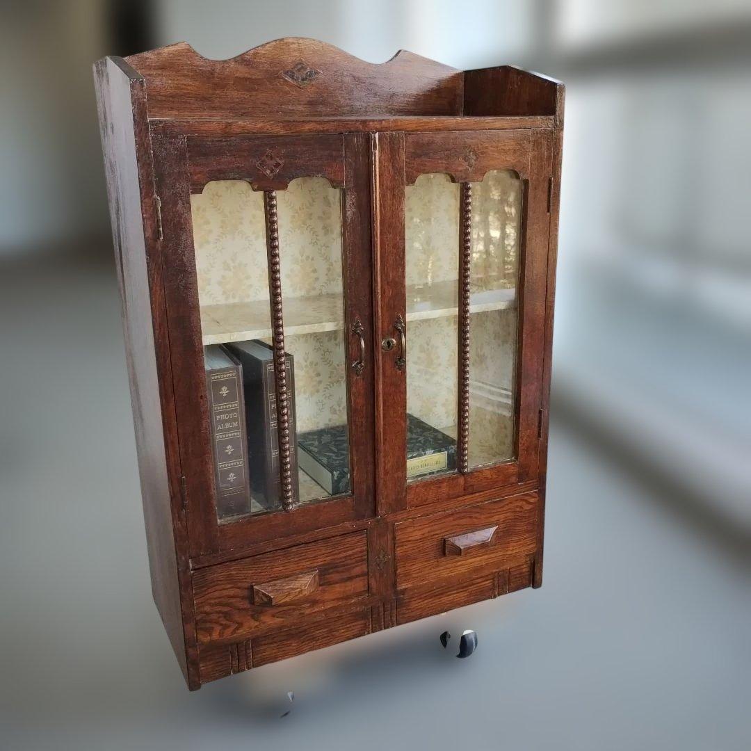 よ*ず様 アンティーク　木製ガラス扉　キャビネット　本棚