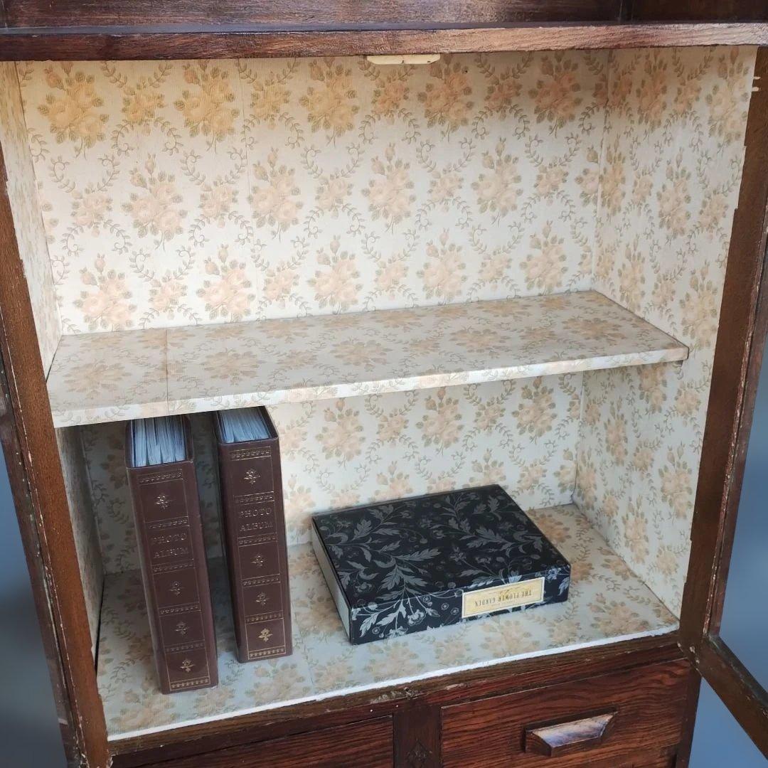 よ*ず様 アンティーク　木製ガラス扉　キャビネット　本棚