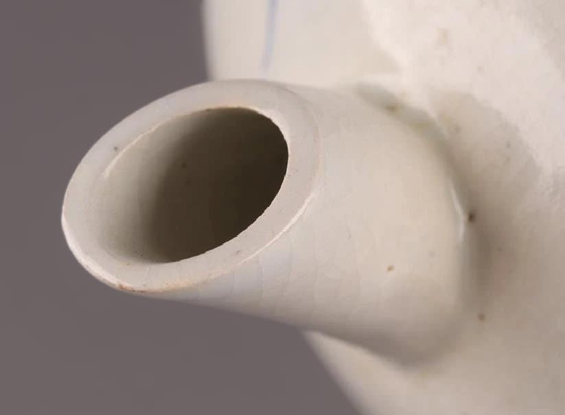 古美術 朝鮮古陶磁器 李朝 白磁 染付 水注 時代物 極上品 初だし品