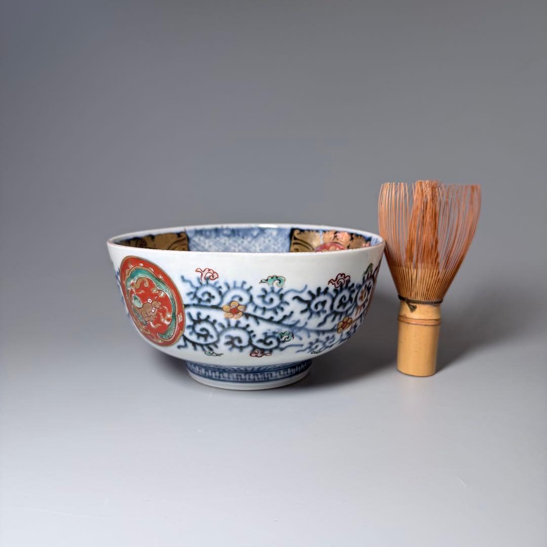 明治時代　染錦龍鳳凰文中鉢　2個　花唐草文　角冨印　古器を楽しむ　アンティーク器