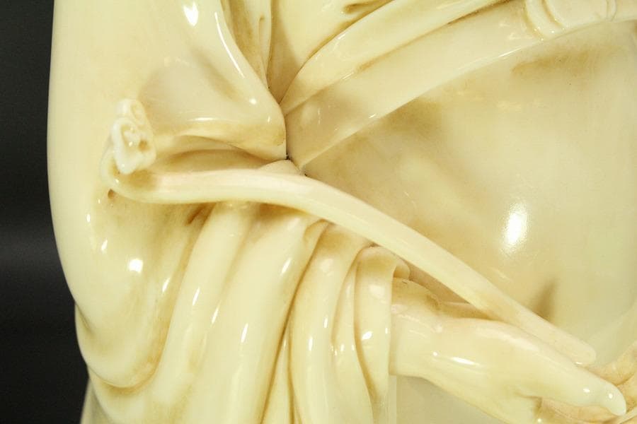 中国美術 白磁 徳化窯 人物 座像 高46cm(RC989)