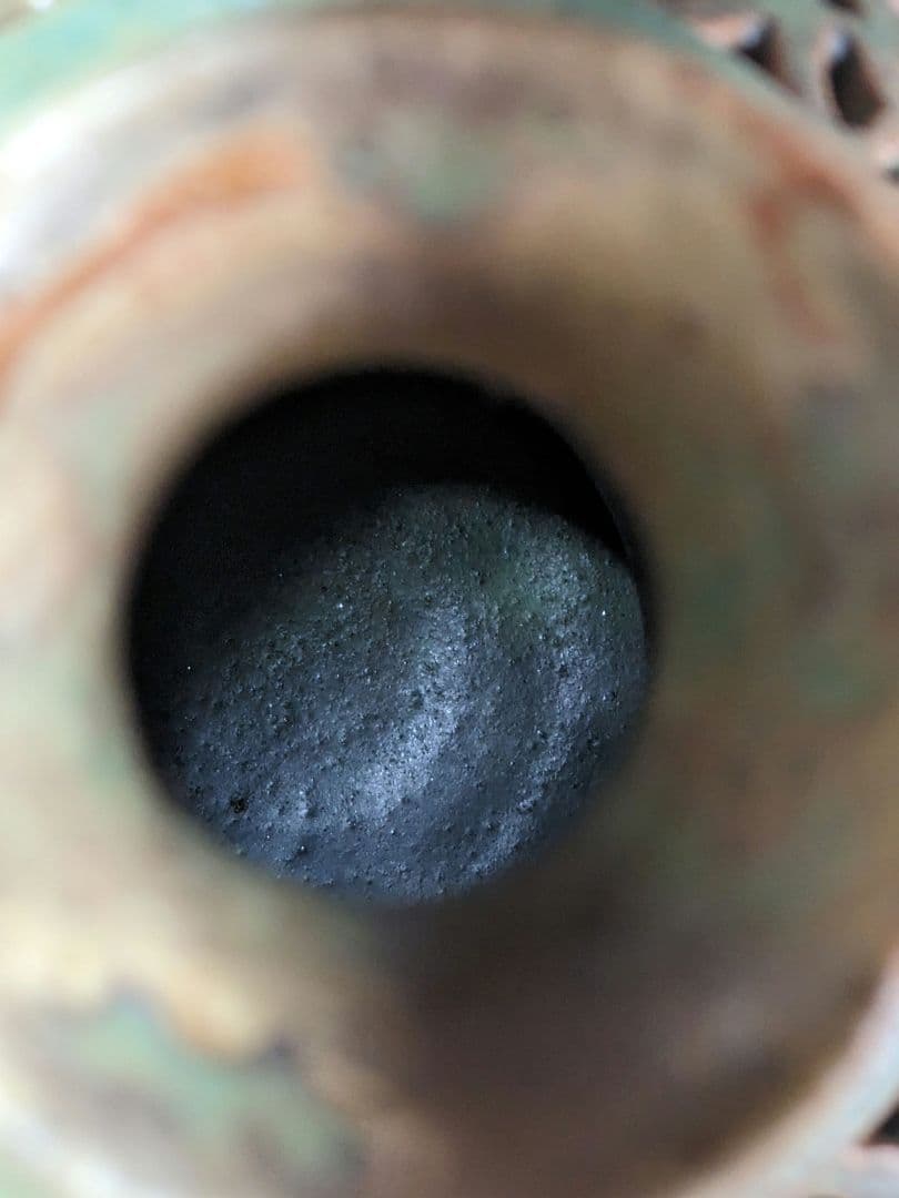 ♦朝鮮 李朝陶磁 透かし彫り 麻の葉 幾何学文様 梅瓶 大正〜明治時代 古美術品