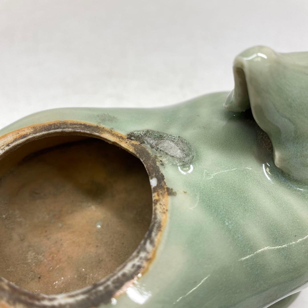 中国明時代　七官青磁　獅子　幅約11.2㎝　トコカ　東さ7-0629☆2F