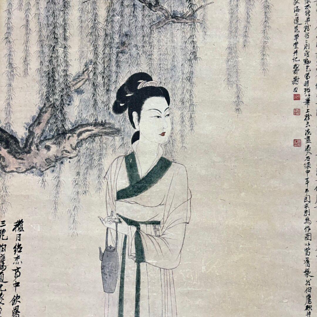 謝稚柳 人物画 掛け軸 中堂 中国絵画 書画 水墨 人物図 古美術 インテリア