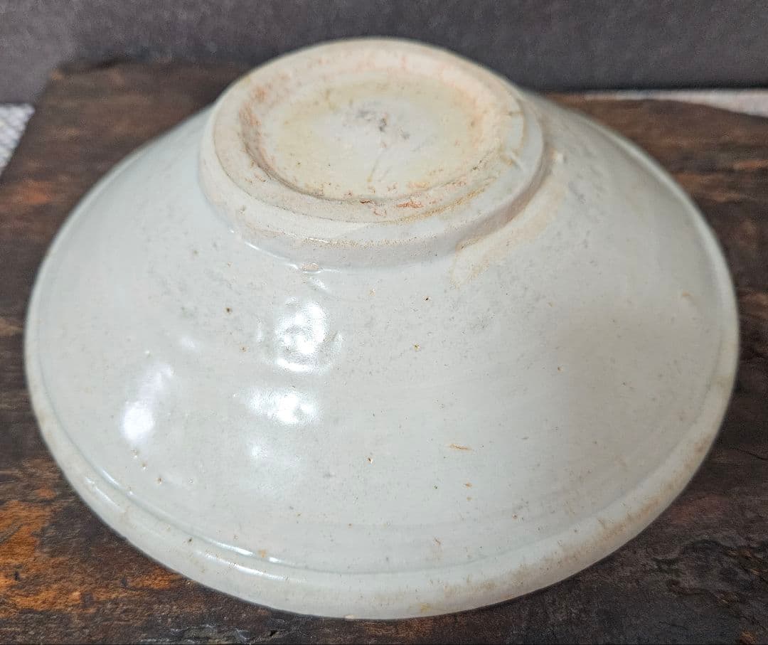 李氏朝鮮時代　半島古陶磁器　半島古美術 李朝白磁　平茶碗　夏茶碗　約16.1cm