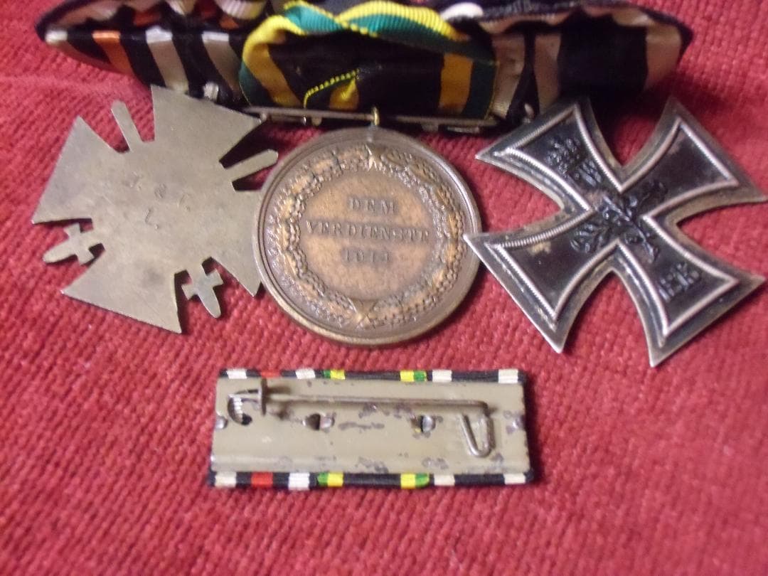 ドイツ軍/ザクセンＷ.Ｅ大公国３連メダルバー＆野戦用拡張型リボンバー（実物）