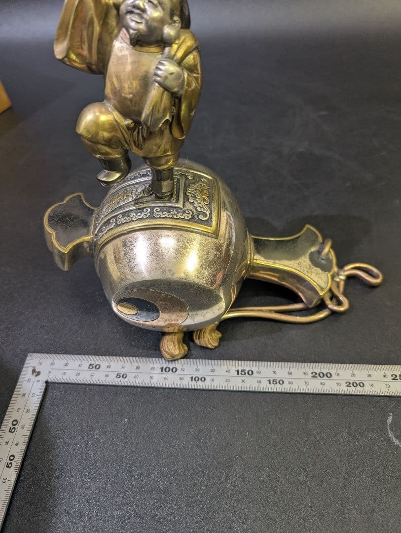 近藤正真 作 鋳銅 打出の小槌 大黒天 高23cm 共箱 高岡銅器銀仕上 正真銘