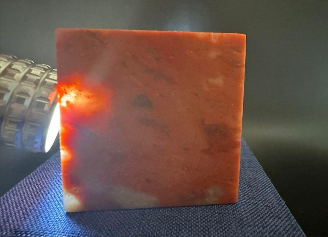 61 大印面瑞獣高級ラオス石　手彫り　篆刻　書道　印材　落款　遊印　雅号印　箱付