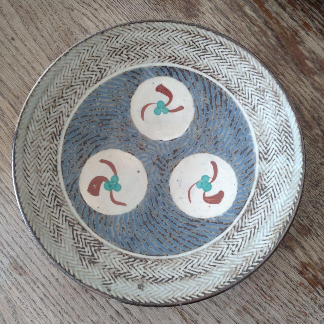 人間国宝　島岡達三　『象嵌赤繪草花文繪変組皿』　６枚組　共箱